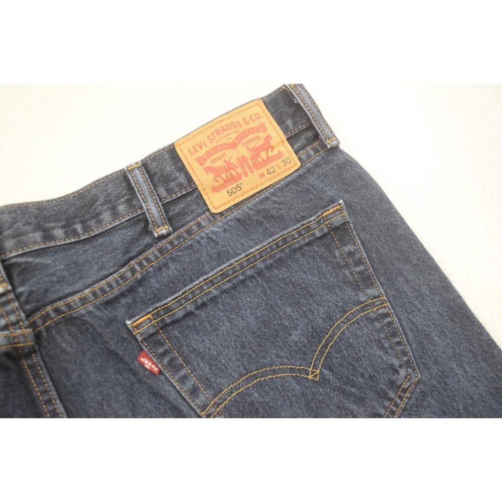 Levi's 505 Regular Fit Straight Leg Denim‎ Blue Jeans Mens Size 42 x 30